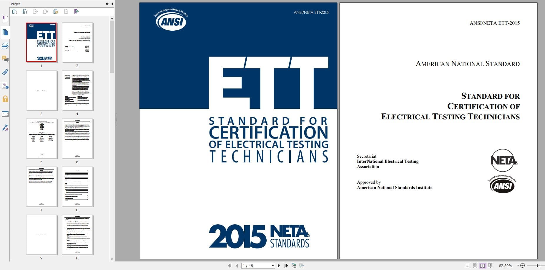 دانلود رایگان استاندارد ANSI/NETA ETT-2015 خرید استاندارد Standard For Certification Of Electrical Testing Technicians استاندارد انجمن جهاني تست الکترونيک InterNational Electrical Testing Association خرید PDF استاندارد NETA ETT گیگاپیپر